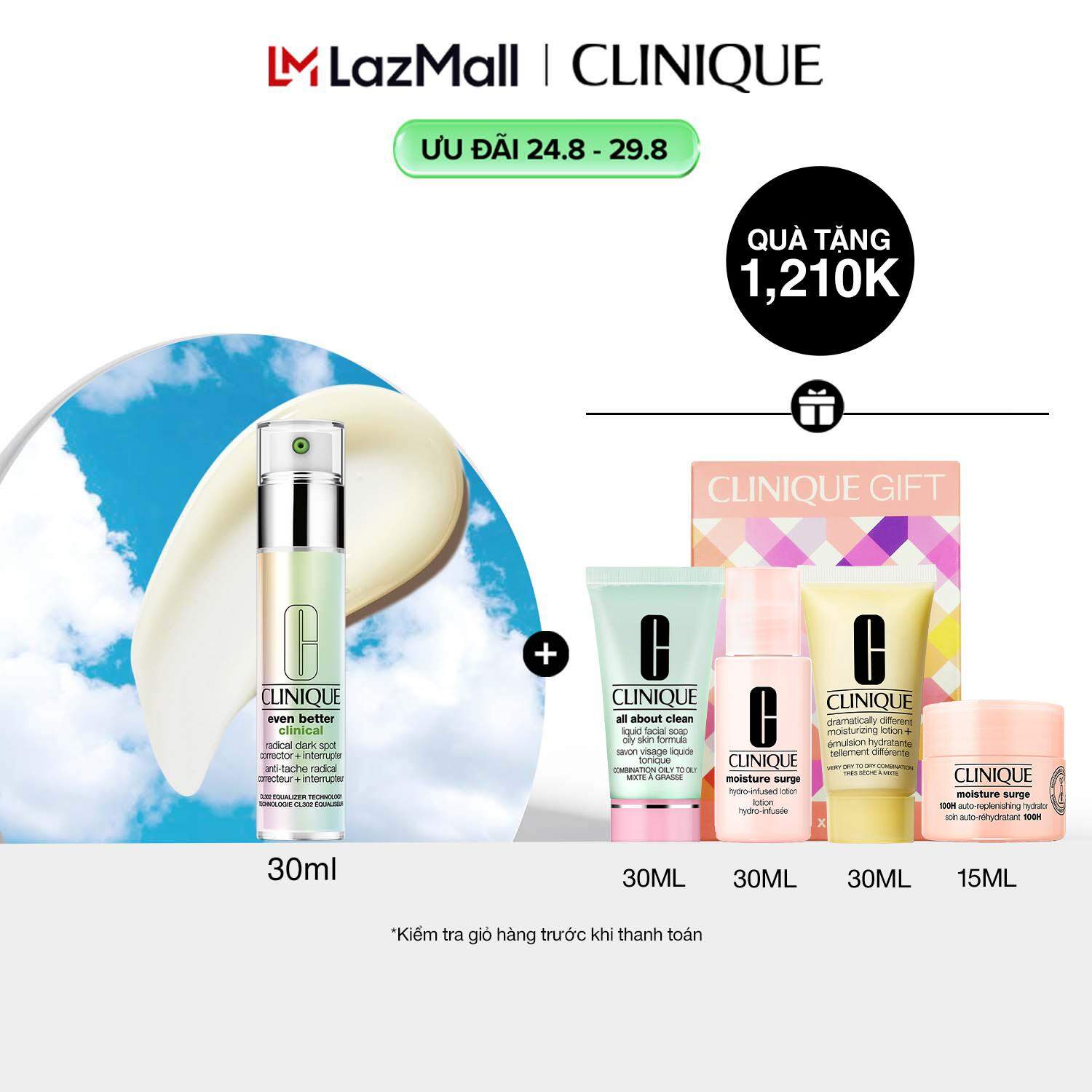 Serum hỗ trợ giảm thâm sạm làm sáng da và ngăn chặn hình thành hắc sắc tố Clinique Even Better Clinical Dark Spot Corrector + Interrupter (30ml, 50ml)