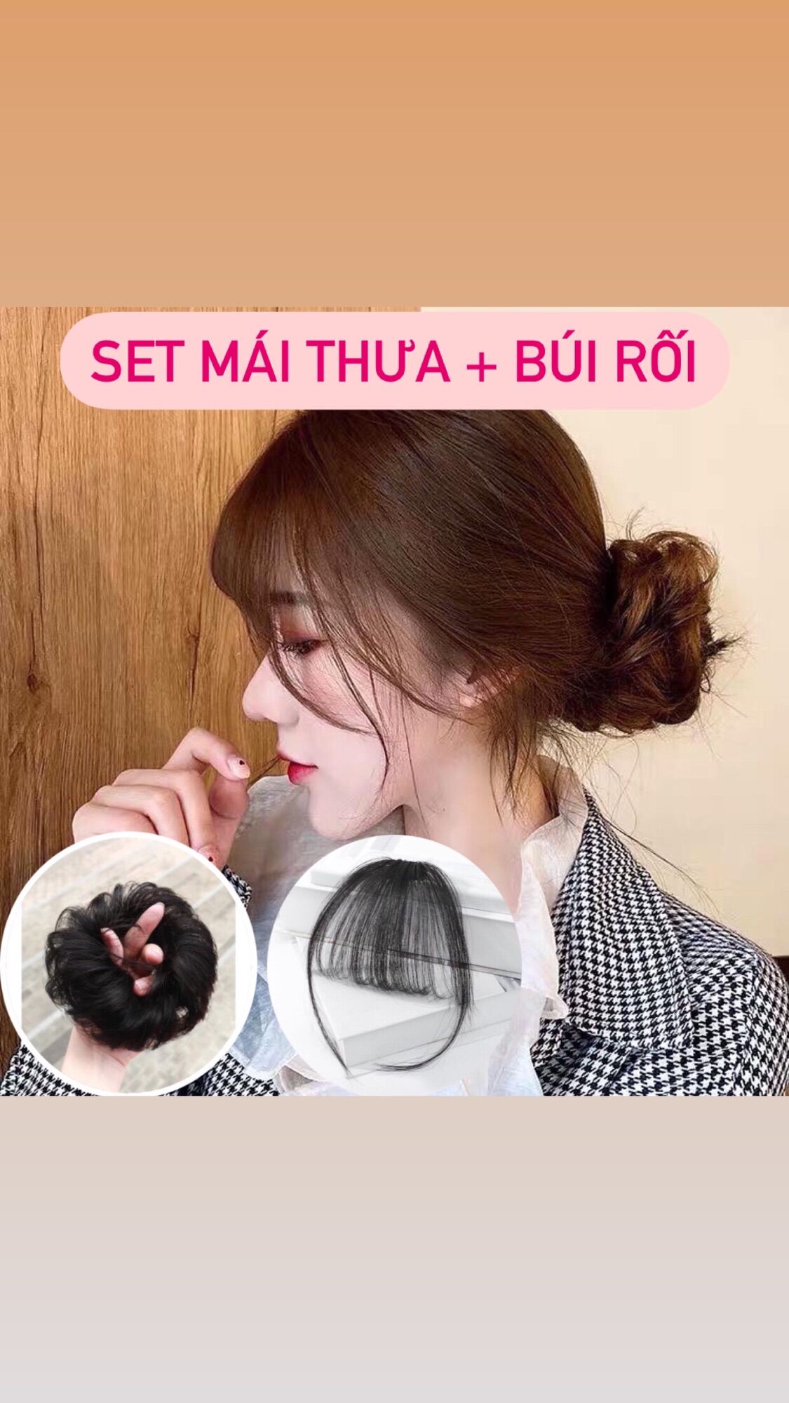 Búi Rối Tóc Giả, Tóc Búi Rối Cao Cấp Phong Cách Tiểu Thư Cho Nữ