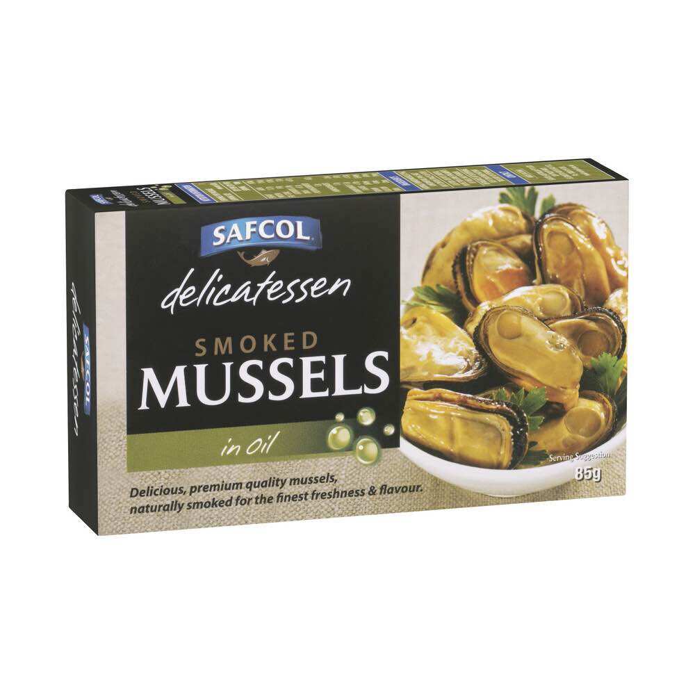 Vẹm hun khói ngâm dầu Safcol Smoked Mussels in Oil 85g