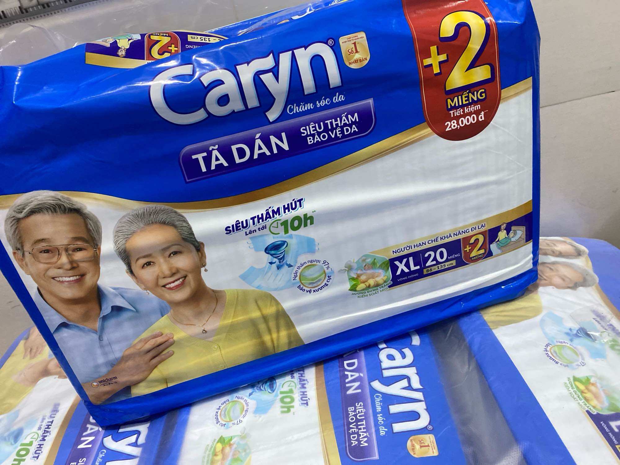 Combo 3 goi tã dán caryn size XL20. Mẫu mới tiện lợi