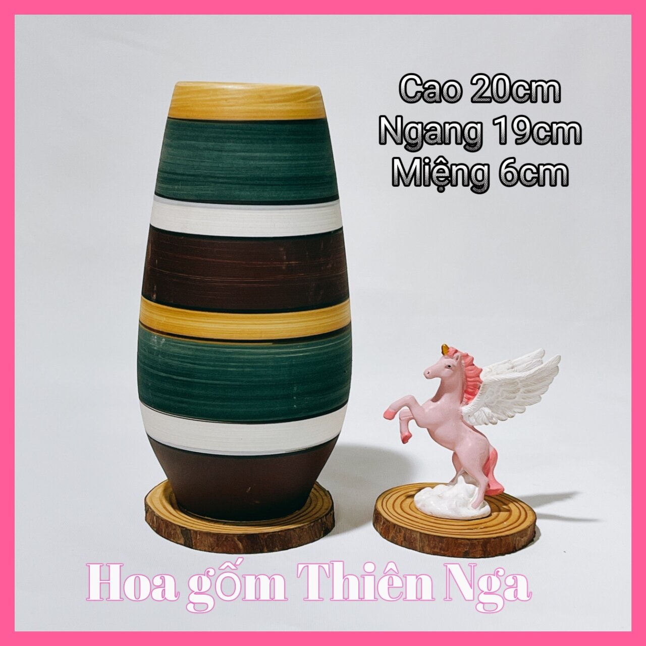Bình, lọ cắm hoa gốm sứ Bát Tràng cao 20cm
