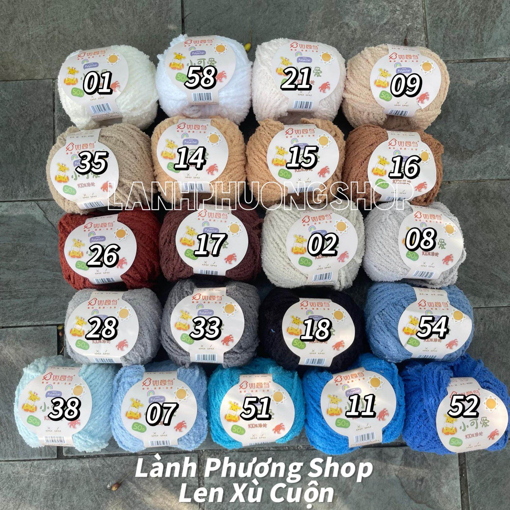 Len Bông Xù Xiaoke Như ý Sợi 3mm Cuộn 50gr