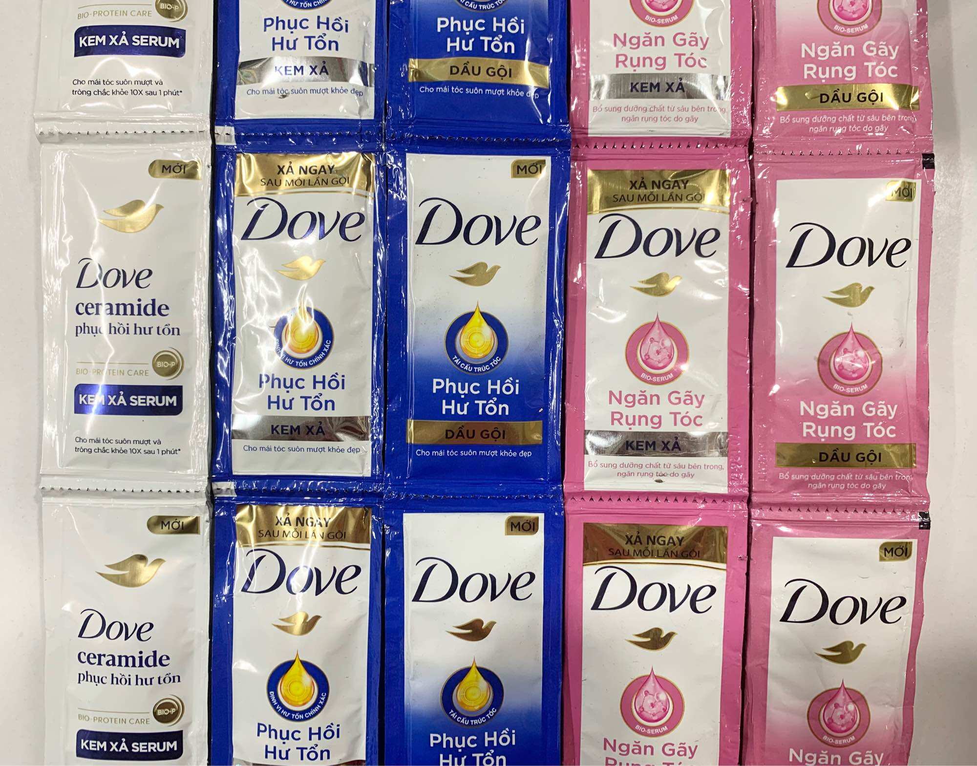  Dây 10 Gói Dầu Gội Dầu Xả Dove 