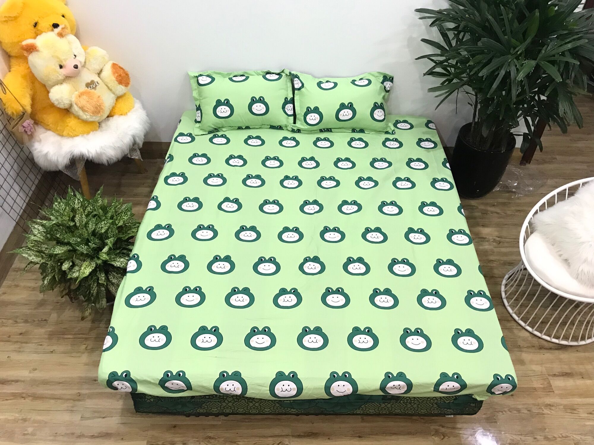 Bộ ga gối ếch xanh