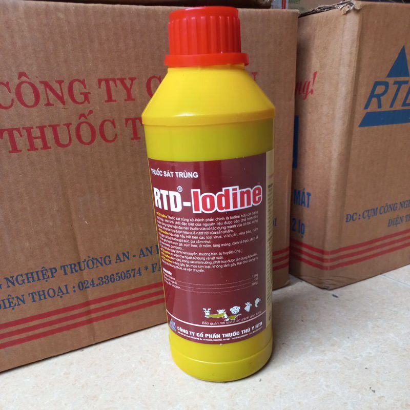 RTD Iodine 1 lít dùng khử khuẩn chuồng trại, sát trùng vết thương