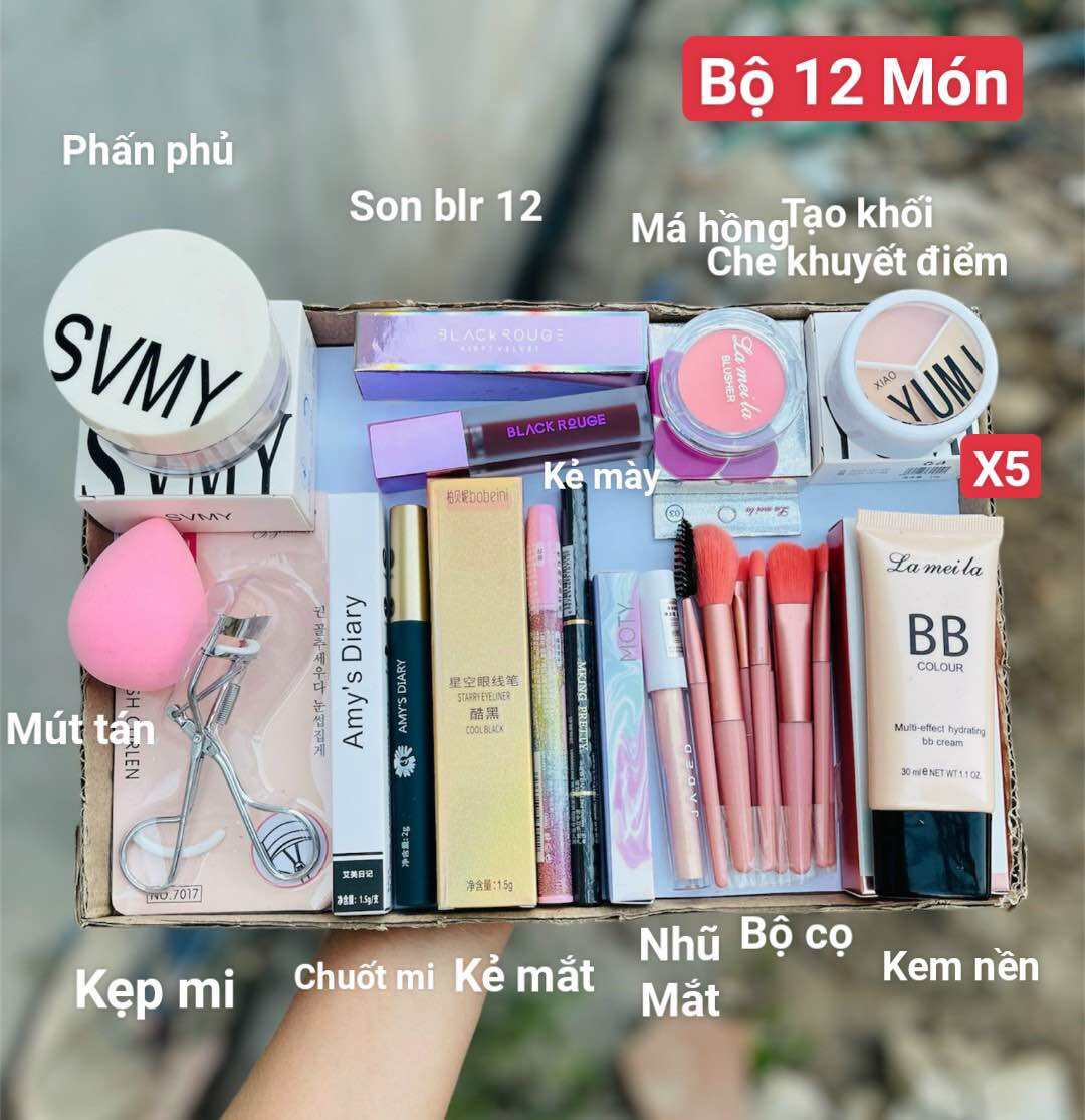 Bộ Trang Điểm[12 Món X5 ]Đầy Đủ Makeup/Trang Điểm Đi Tiệc/Trang Điểm Cá Nhân Cơ Bản [12 Món X5]