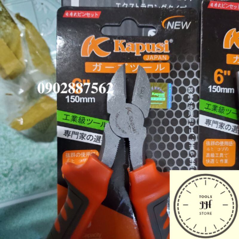 kìm kapusi japan cán cam 6 inch (kìm điện, kìm cắt, kìm nhọn)