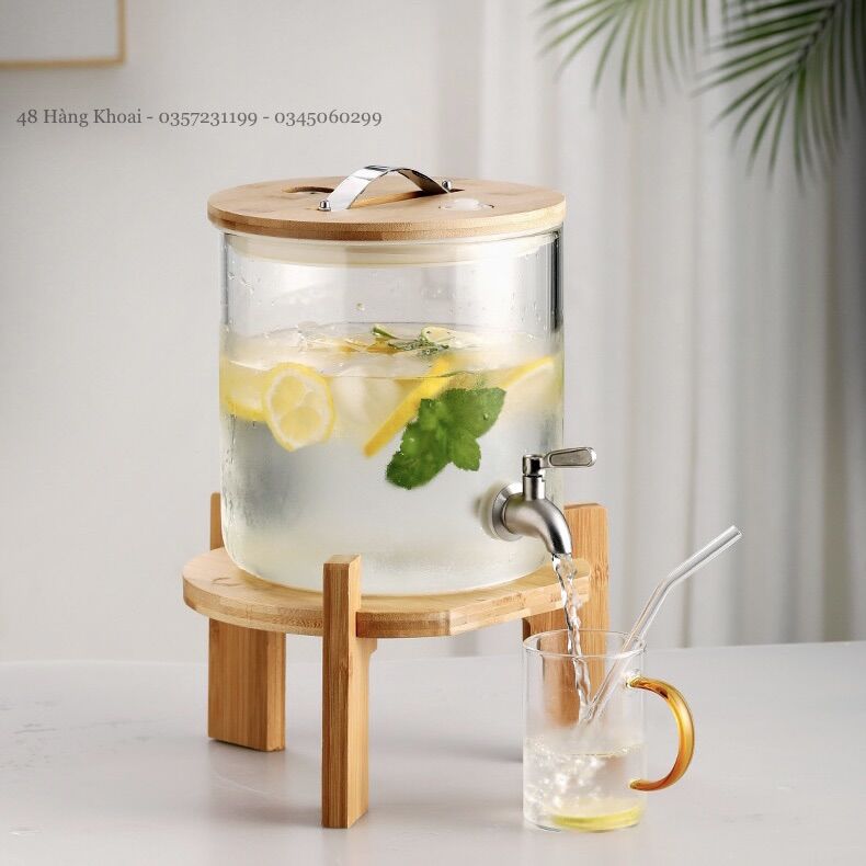 Bình nước chân gỗ có vòi 5 lít | 8 lít