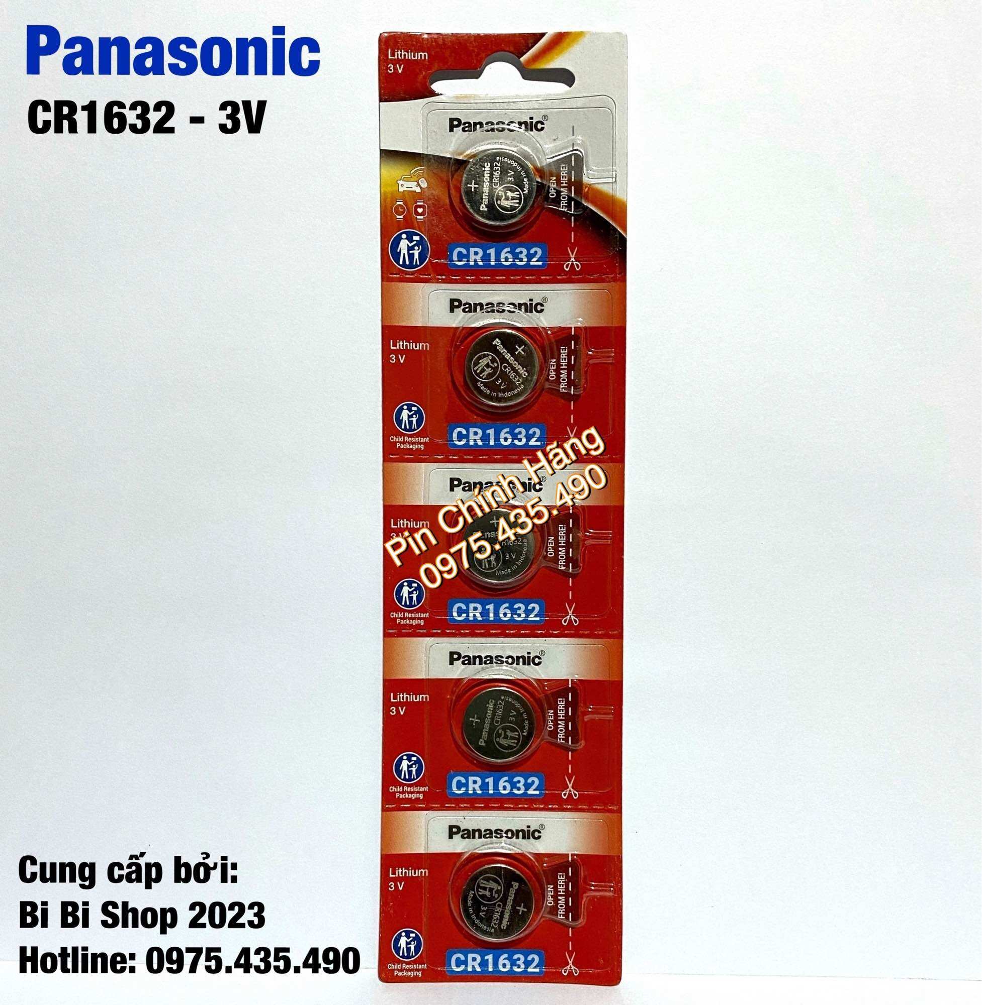 Pin CR1632 Panasonic Lithium 3V Chính Hãng Vỉ 5 Viên