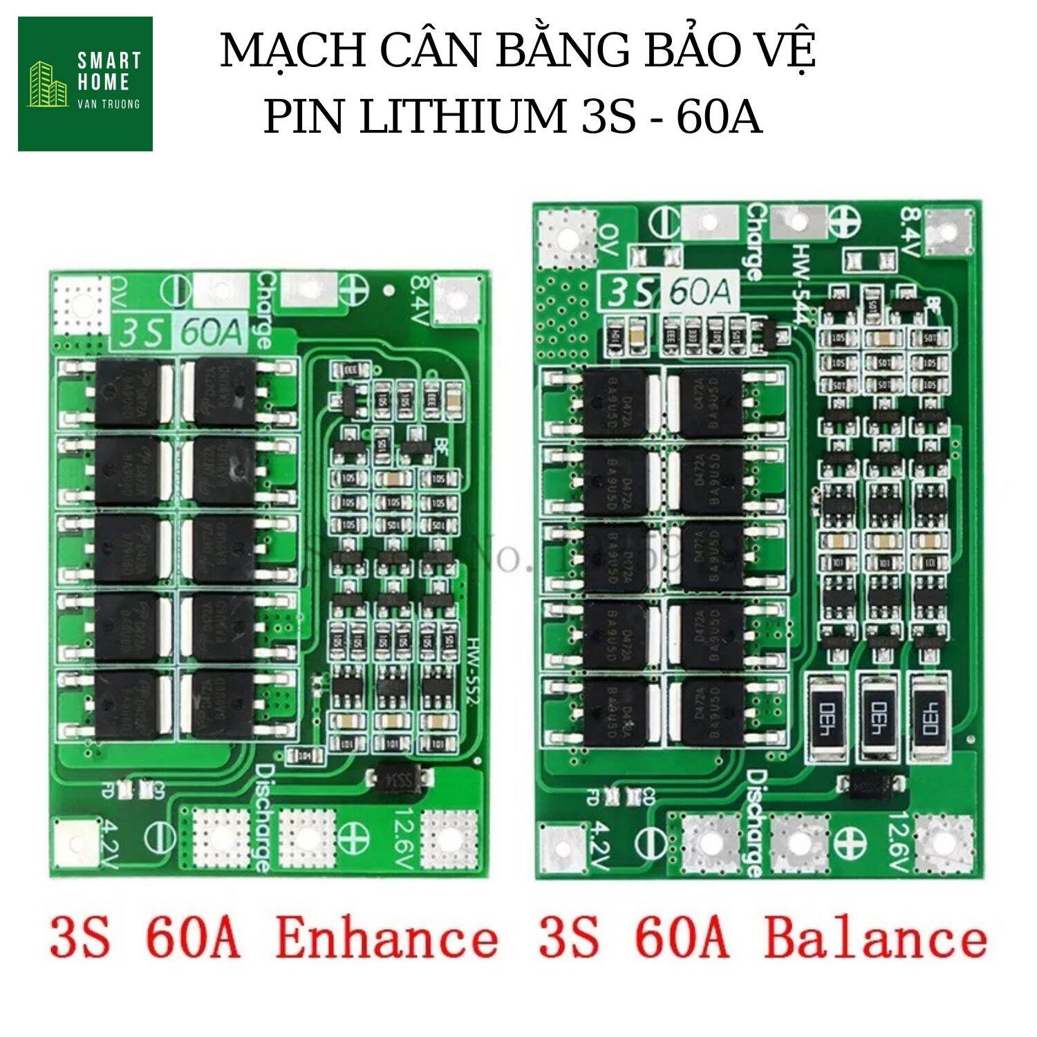 Bảng mạch cân bằng bảo vệ pin Lithium 3S 60A chế pin ac quy lithium 12V