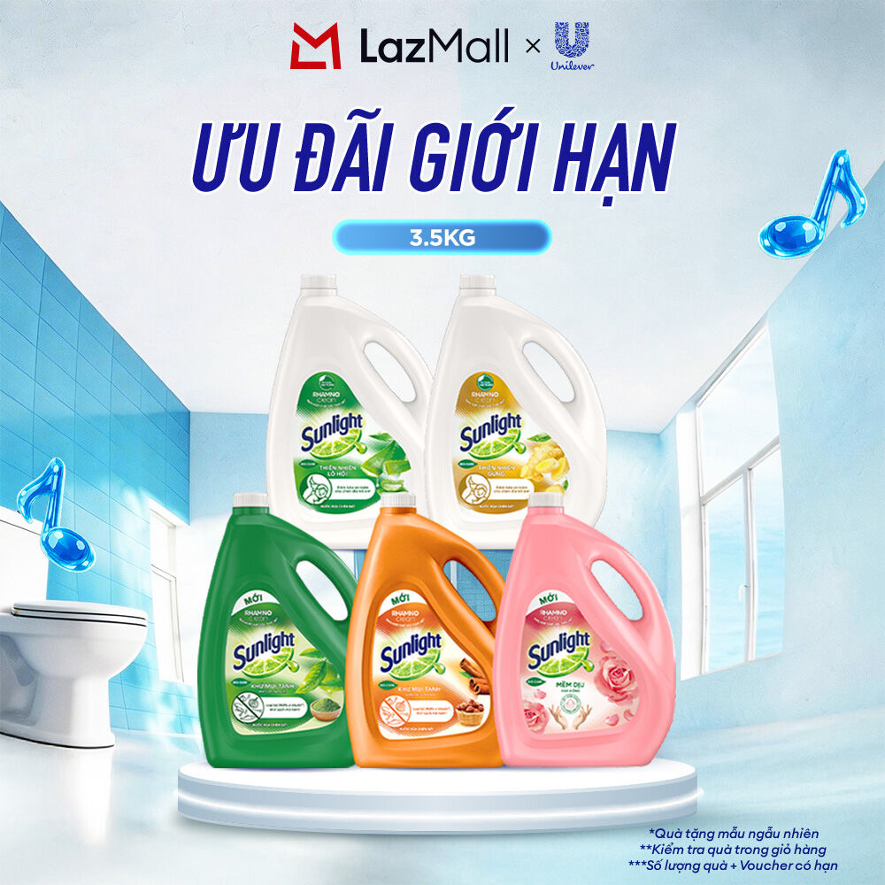 Nước rửa chén Sunlight Bio-care với thành phần từ 100% tự nhiên Chai 3.5kg