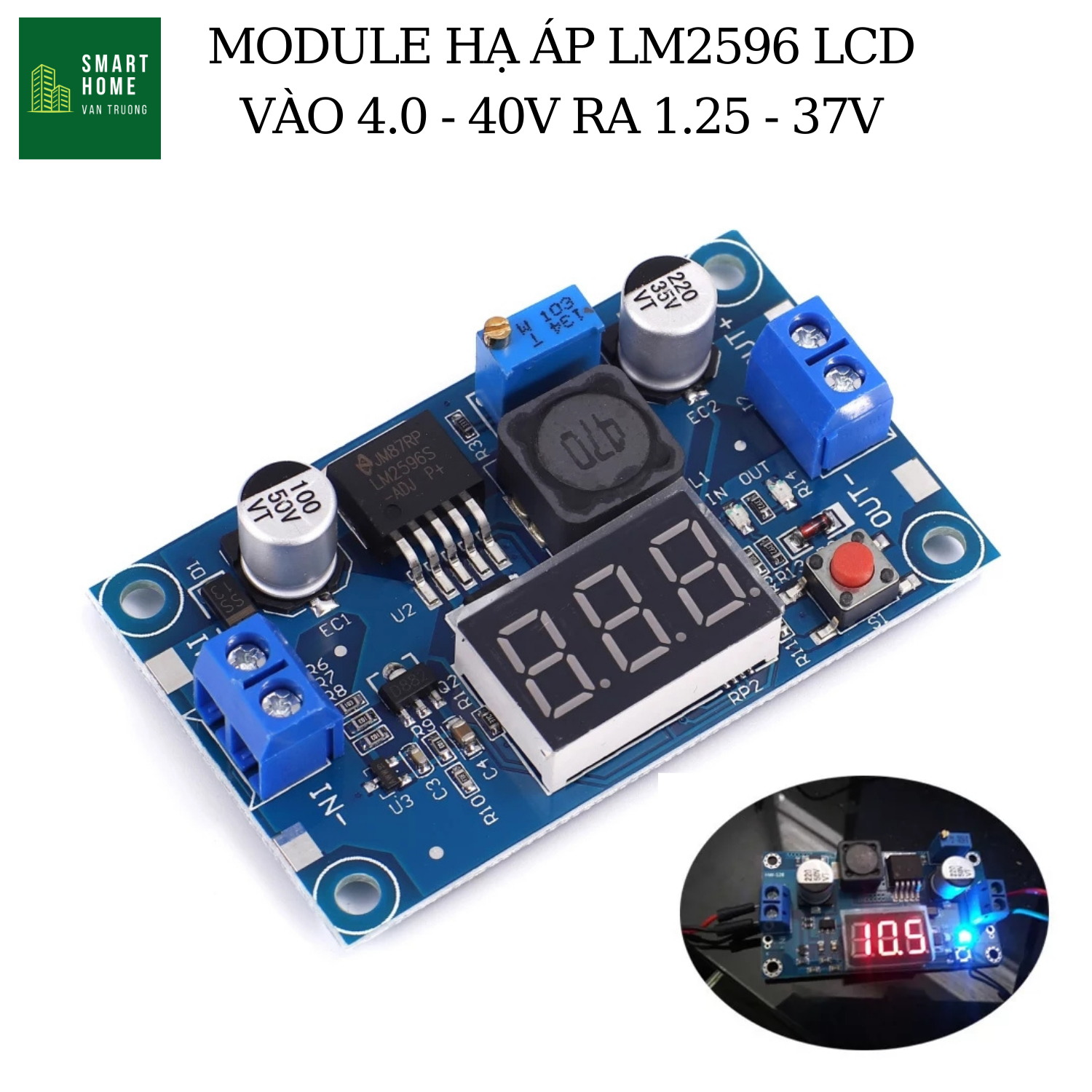 Module hạ áp buck lm2596 dc ra dc điện áp vào 4.0 - 40v ra 1.25 - 37v