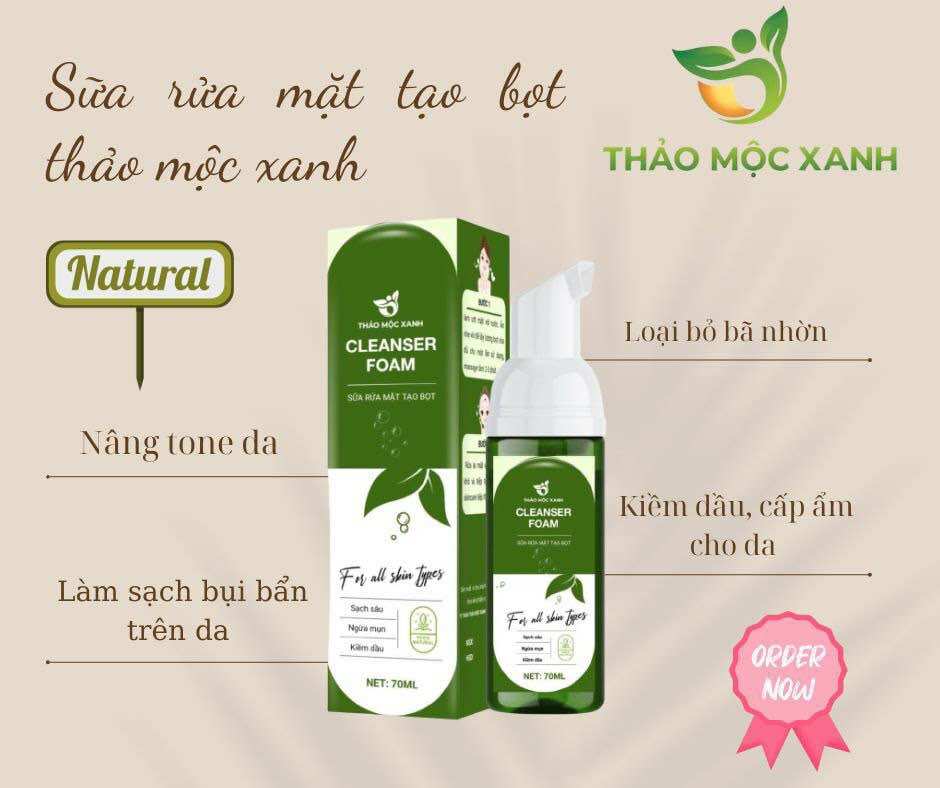 Sữa rửa mặt thảo mộc xanh bản mini 70ml