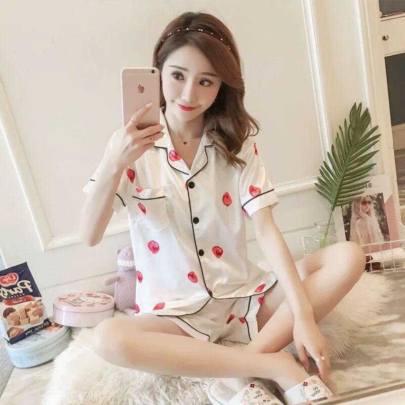 [HCM]SET BỘ NGỦ ĐÙI PIZAMA PHI LỤA - S199
