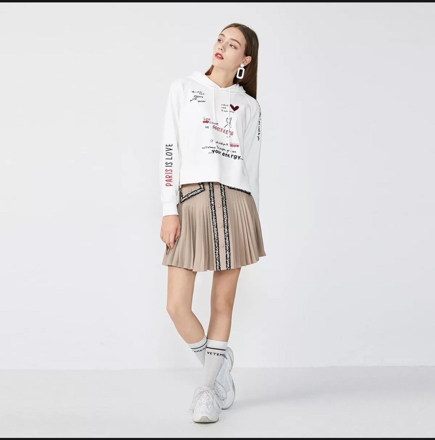 vero moda - chân váy mini xếp li cạp cao cho nữ