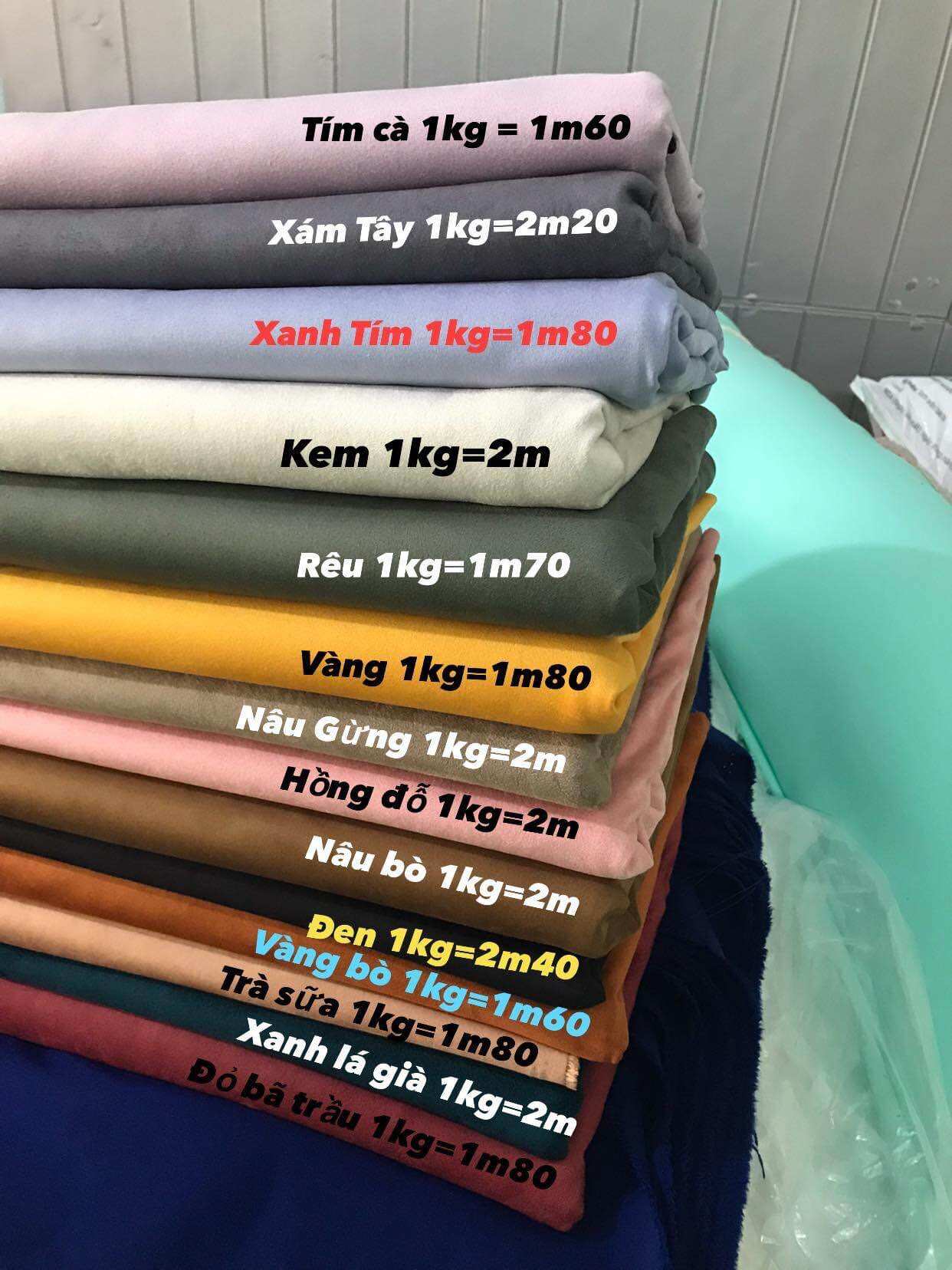 Vải Da Lộn nhiều màu