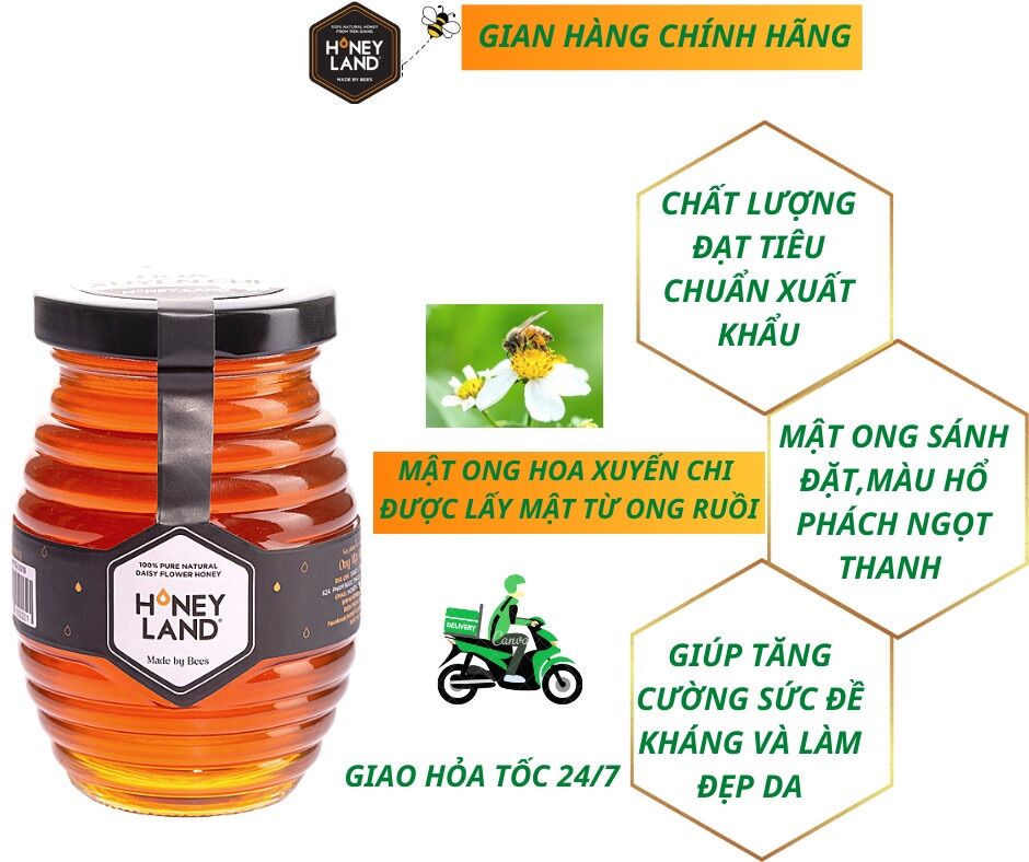 Mật ong hoa xuyến chi honeyland 250g mật ong nguyên chất