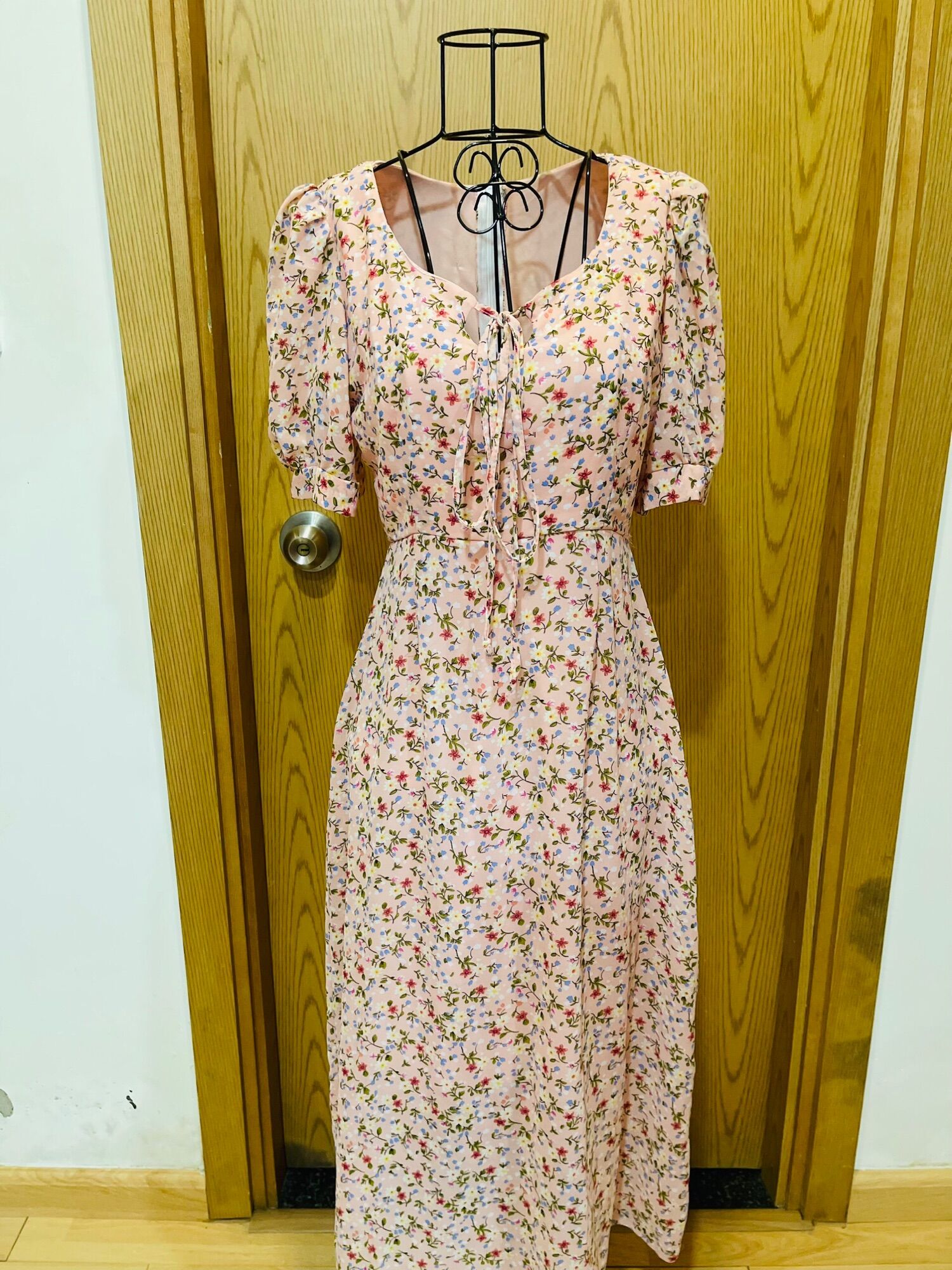 Đầm voan tay phồng in hoa thời trang hè vintage