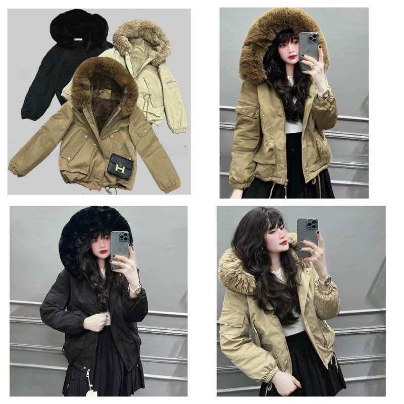 Áo khoác Parka lót lông- cổ lông thỏ cao cấp