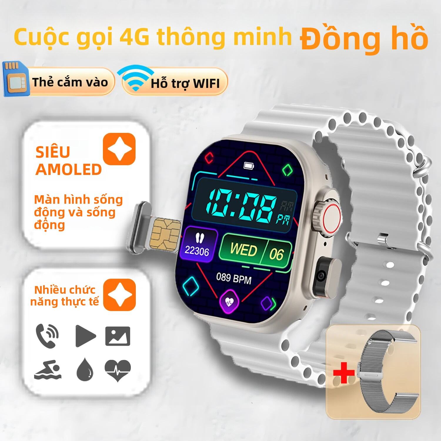 Đồng Hồ Thông Minh T83 Pro 4G SIM Card Mạng Di Động Thể Thao Bluetooth NFC Theo Dõi Sức Khỏe & Giấc 