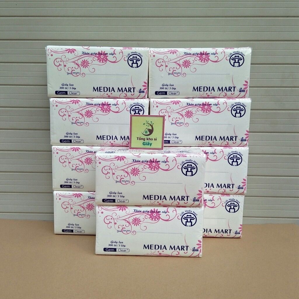 COMBO 10 GÓI RÚT LỤA CAO CẤP MEDIAMART 300 TỜ 3 LỚP SIÊU MỊN VÀ DAI
