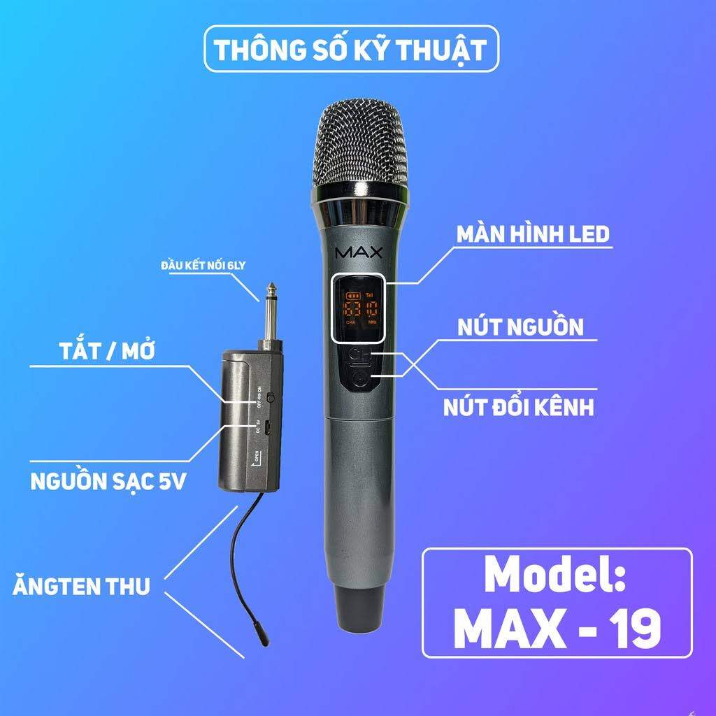 Micro không dây Max 19 (1 Mic)