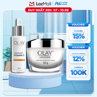 Combo Kem Dưỡng Ban Đêm OLAY Luminous Niacinamide VITAMIN C Giúp Mờ Vết Thâm, Đốm Nâu, Dưỡng Sáng Da Chai 30ML + Kem Dưỡng Ban Đêm OLAY LUMINOUS Dưỡng Sáng Da Hũ 50G