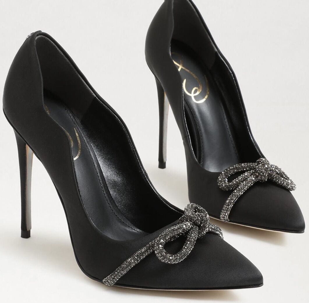 Giày cao gót hiệu Sam Edelman chuẩn xuất, thiết kế nơ đính đá dễ thương