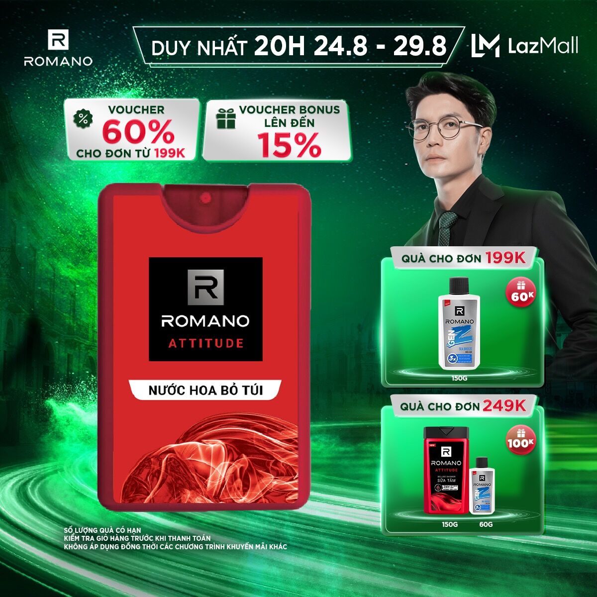 Nước hoa bỏ túi Romano Attitude nồng ấm quyến rũ 18ml