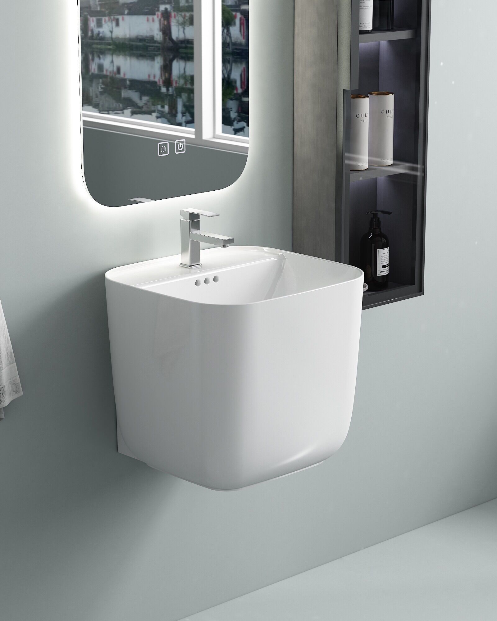 Lavabo liền chân treo cao cấp nhập khẩu