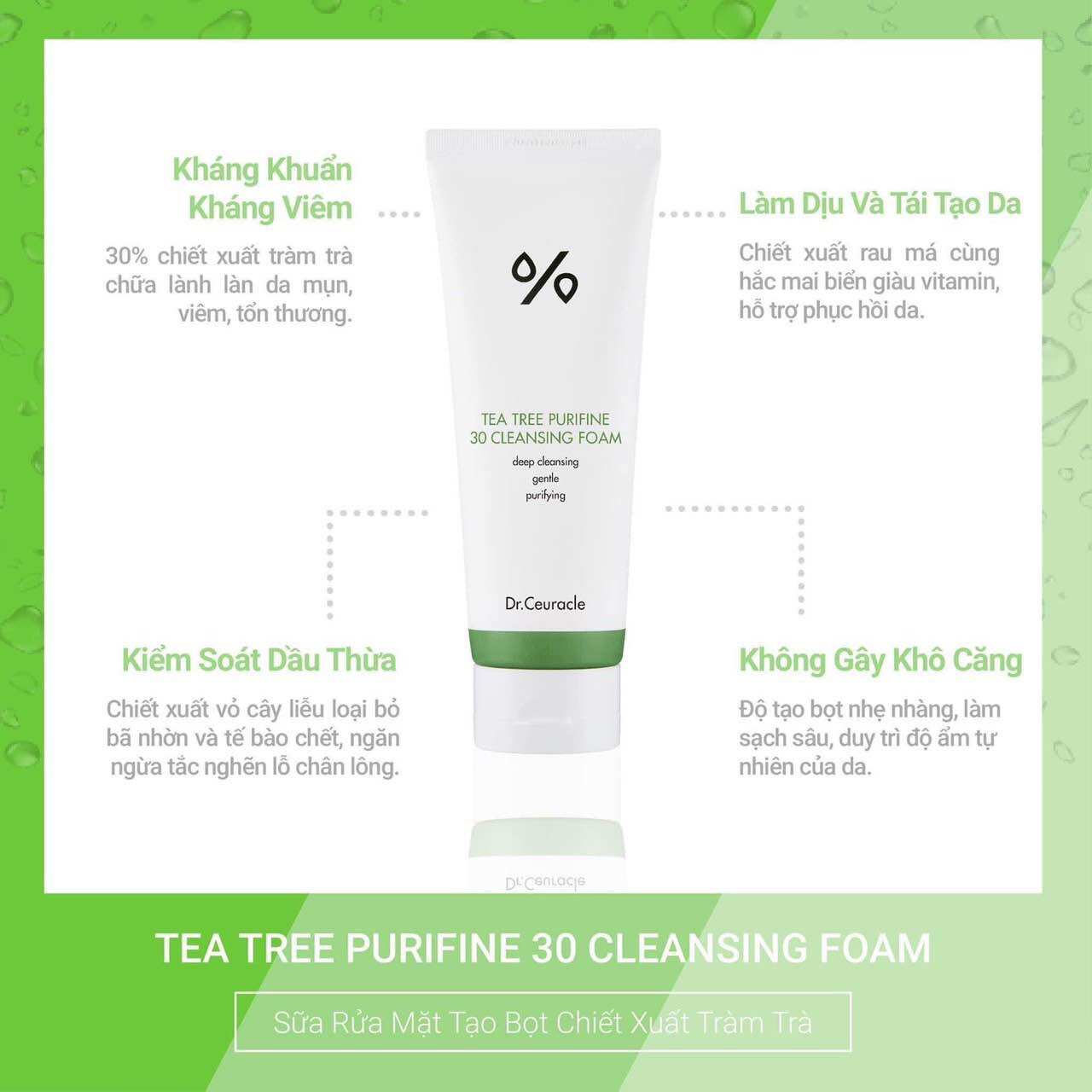 Sữa Rửa Mặt Tràm Trà Cho Da Dầu Tee Tree Perifine Dr.Ceuracle 150g