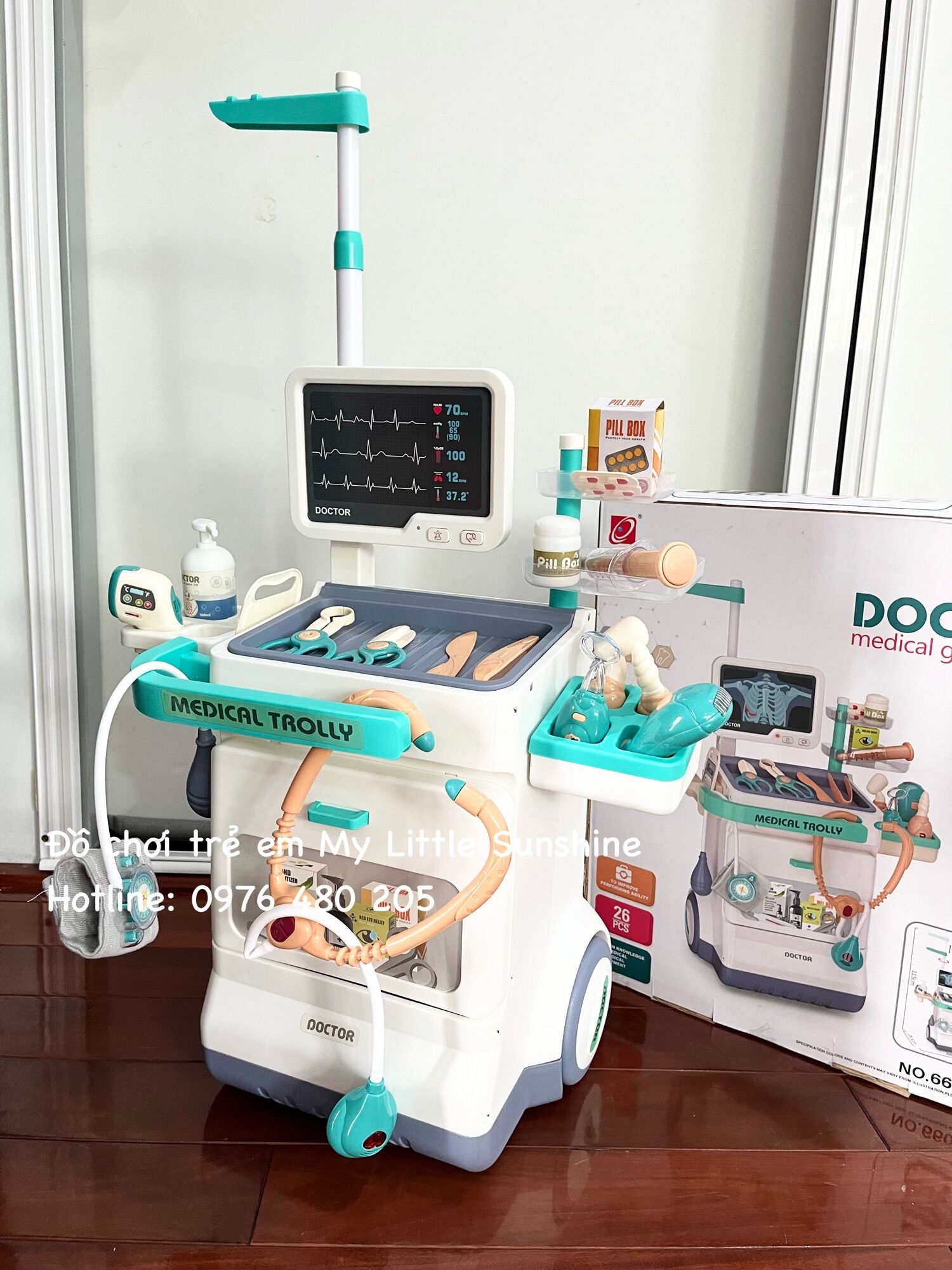 Đồ chơi xe đẩy bác sĩ 26 chi tiết cho Bé