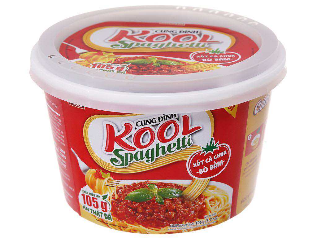 Combo of 2 Bowls of Kool Spaghetti Mixed Noodles with Tomato Sauce and Minced Meat 105g