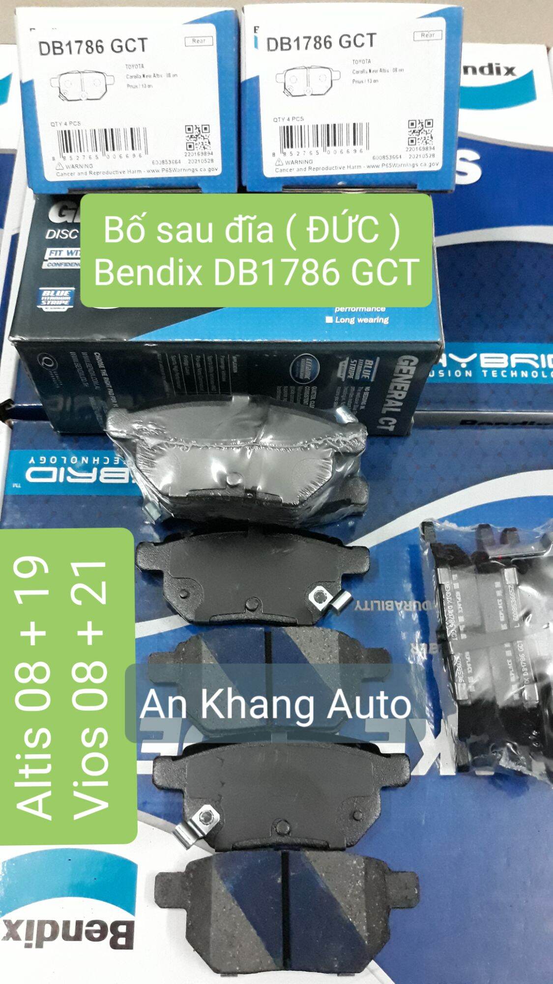 Bố thắng sau đĩa vios 2008 + 2021 / altis 2008 +2019 bendix db1786gcp