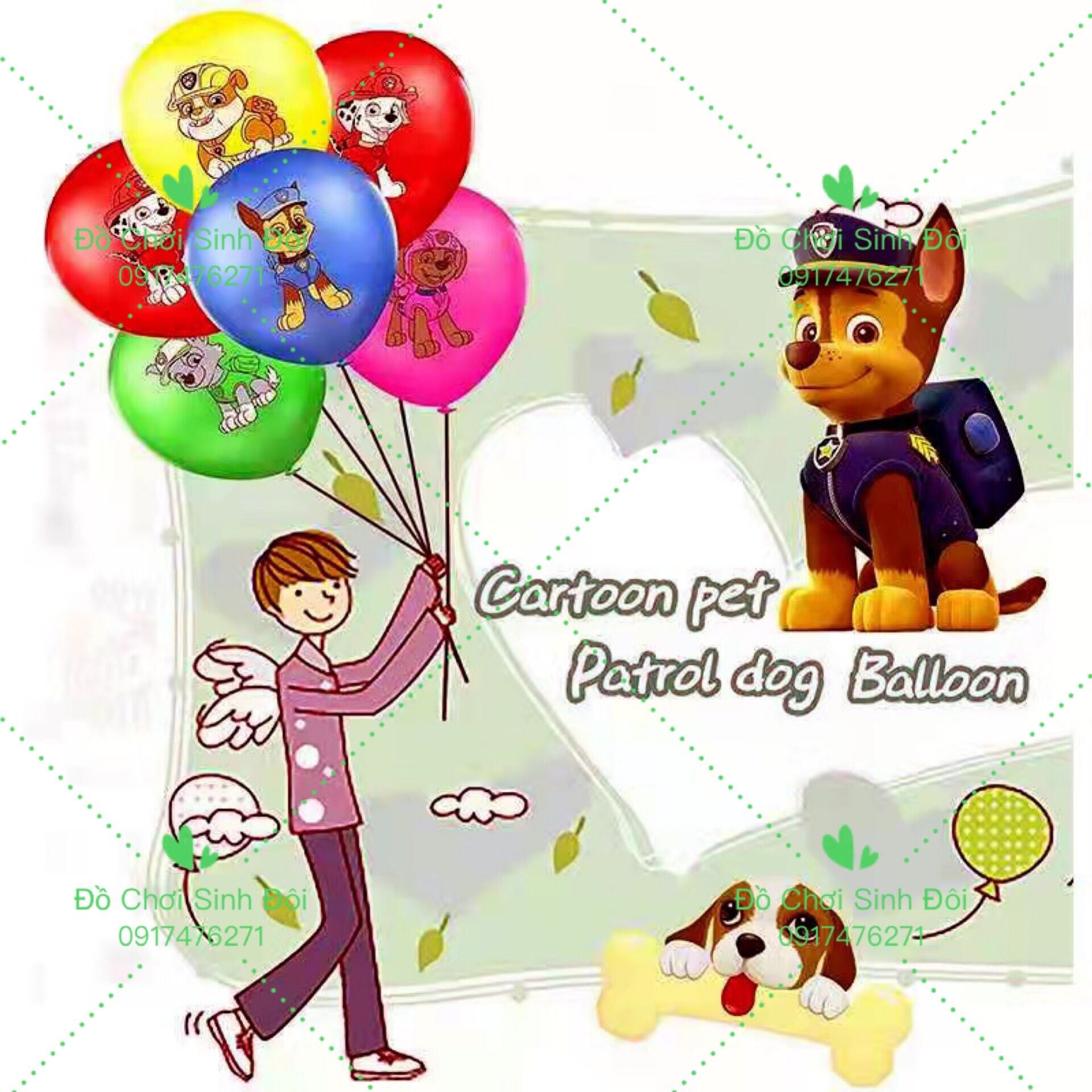 Bong bóng hình đội chó cứu hộ - combo 10 cái