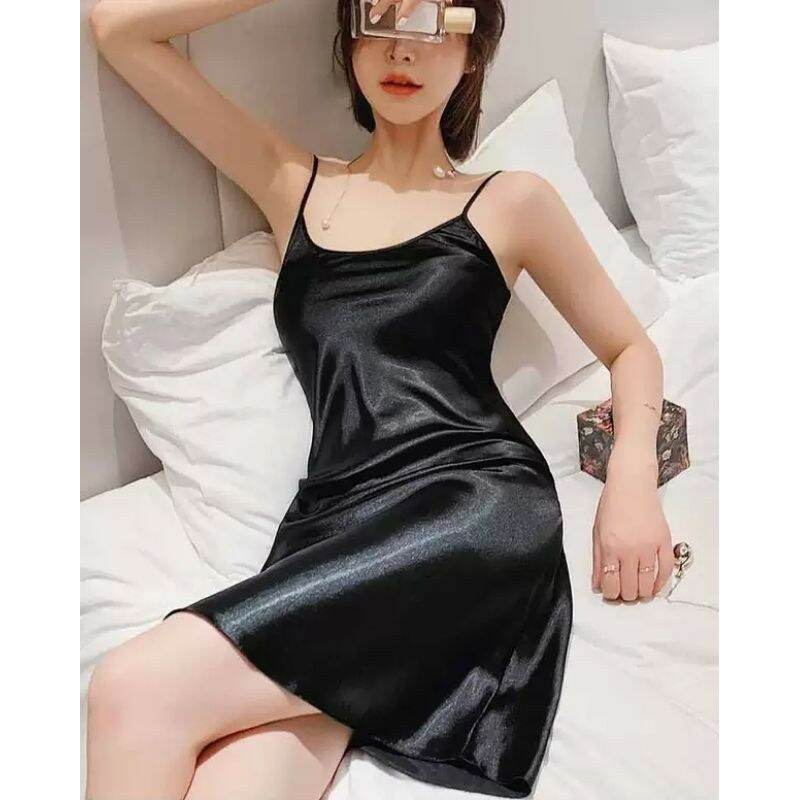 váy lụa trơn hai dây đẹp cao cấp, đầm ngủ