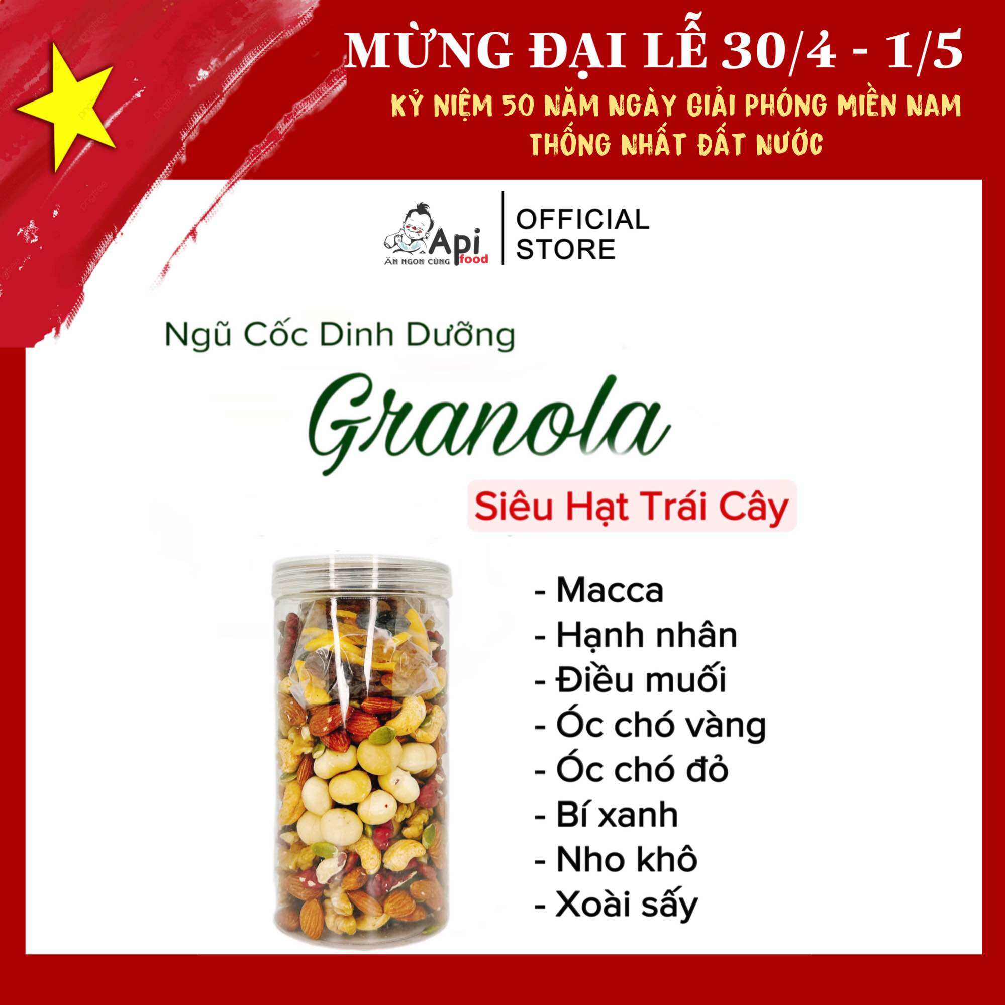 Ngũ Cốc Siêu Hạt Granola KHÔNG YẾN MẠCH - CÓ 9 HẠT MACCA - NHO & XOÀI Giá 129,000 Đồng*Miễn phí vận chuyển