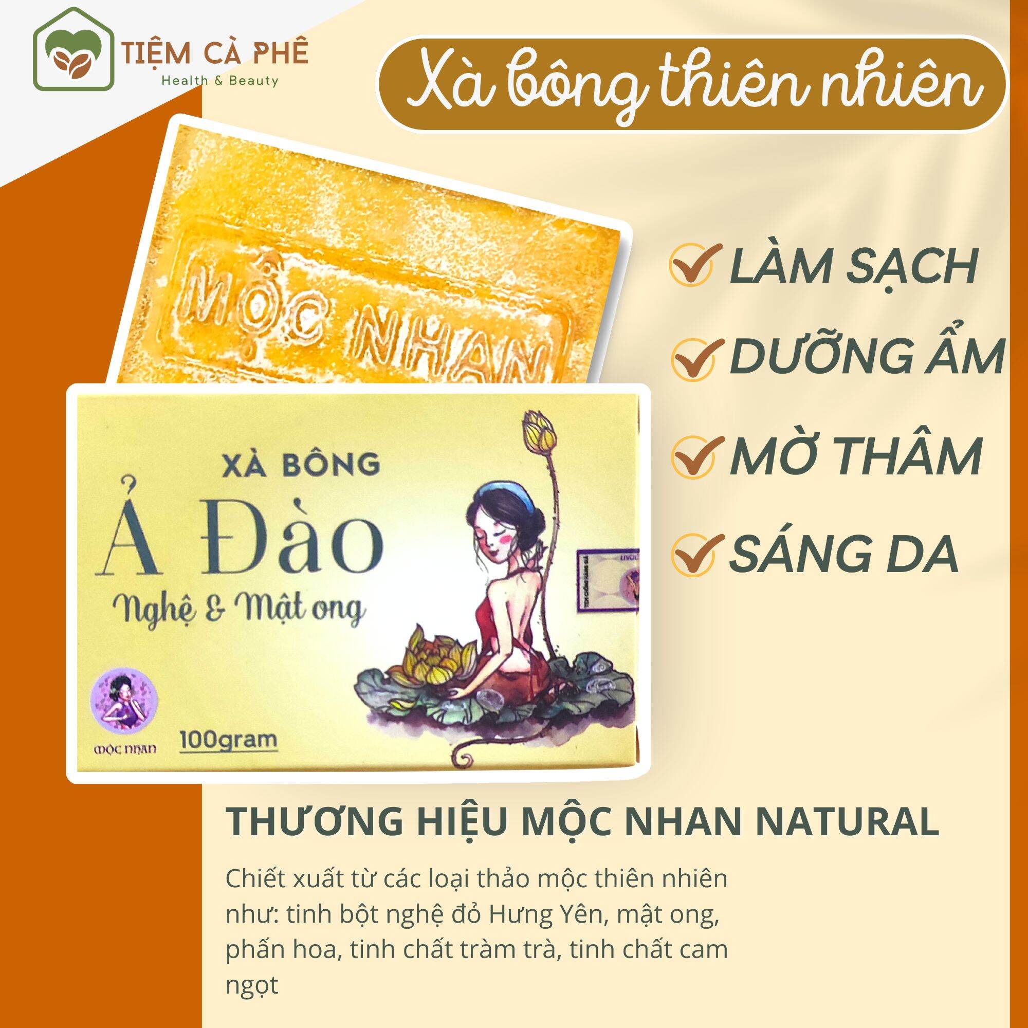 Combo 2 xà bông nghệ mướp đắng Ả Đào Mộc Nhan 100gram