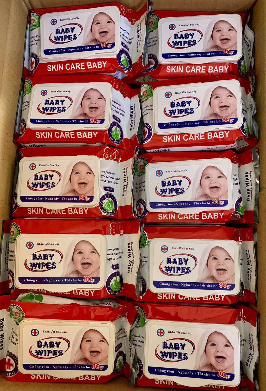 10 gói khăn giấy ướt Baby Wipes 80g