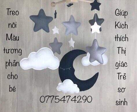 Treo nôi màu tương phản cho bé từ 0m Kèm khung X, thanh kẹp cũi J