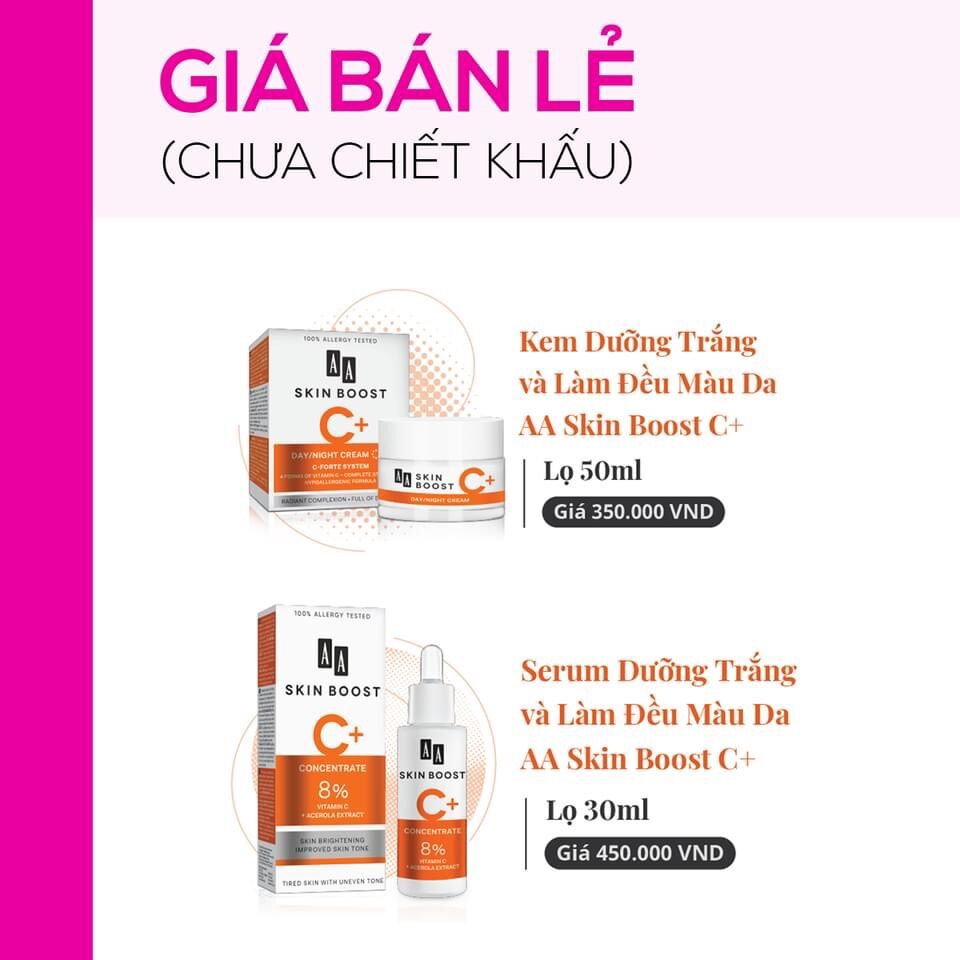 BỘ ĐÔI KEM VÀ SERUM C CỦA AA COSMETICS