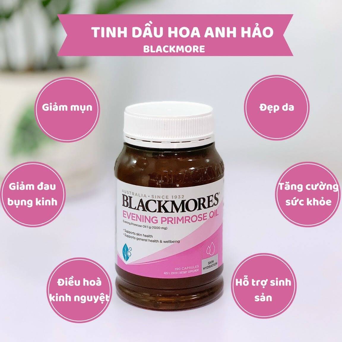 Viên uống tinh dầu hoa anh thảo Blackmore của Úc 190v