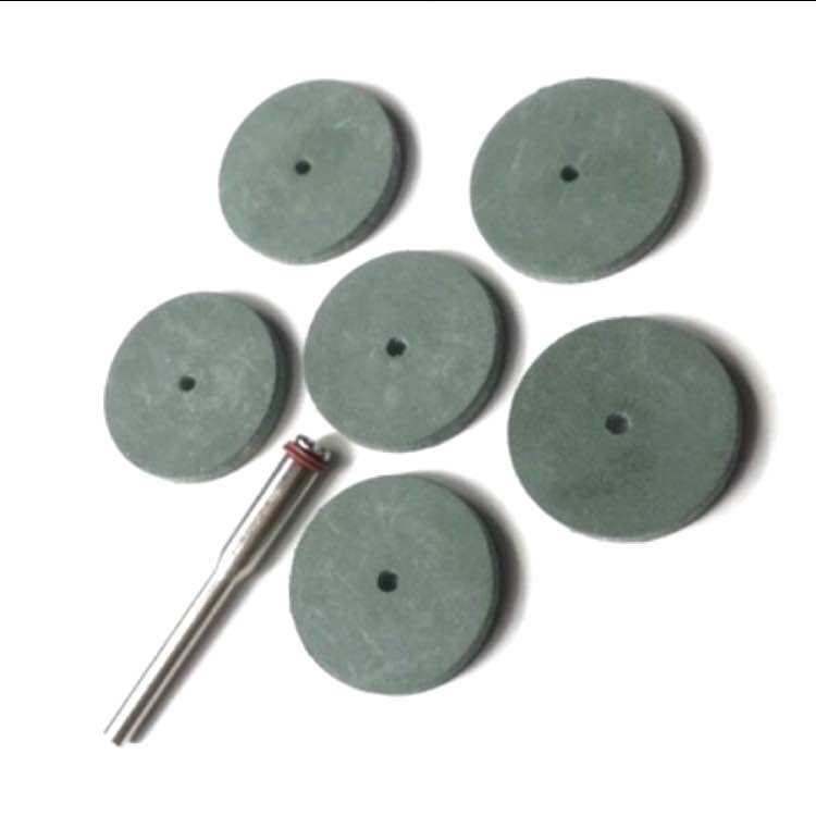 Bộ 6 đĩa cao su đặc đánh bóng 22mm và trục cán 3mm