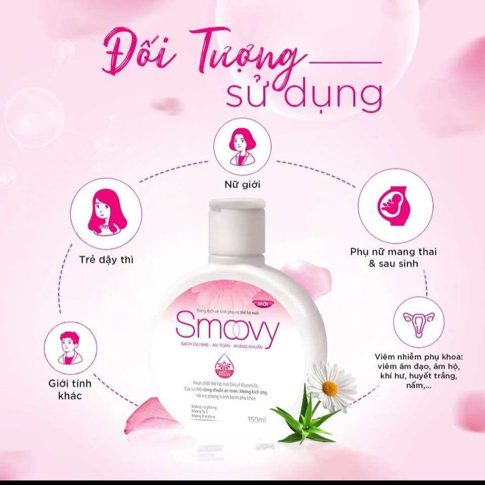 Dung dịch vệ sinh phụ nữ Smoovy thế hệ mới sạch dịu nhẹ, an toàn dùng cho cả nam giới dung tích 150ml