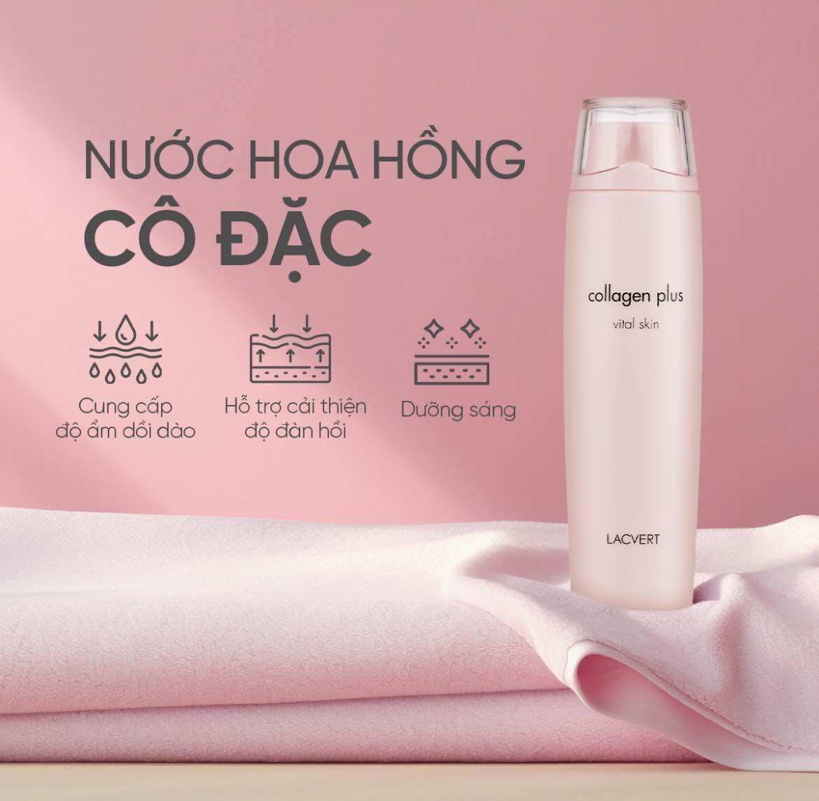 Nước Hoa Hồng - Sữa Dưỡng Da Giàu Collagen Essance Lacvert Collagen Plus Vital Skin - Emulsion 220ML