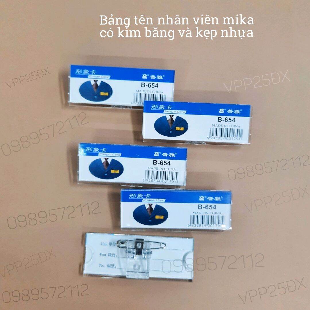 Bảng tên nhân viên 654 ,thẻ đeo mica sử dụng kim băng,kẹp(combo 5 cái)