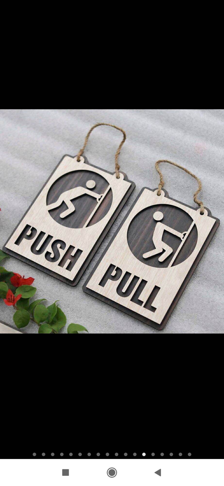 Bảng pull push, bản kéo đẩy bằng gỗ treo cửa kính decor trang trí cửa ra vào