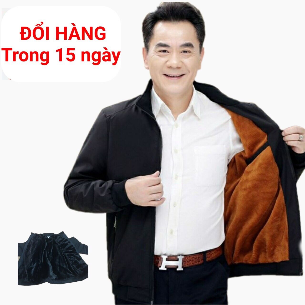 Áo khoác nam trung niên lót lông tặng ông tặng bố siêu ấm