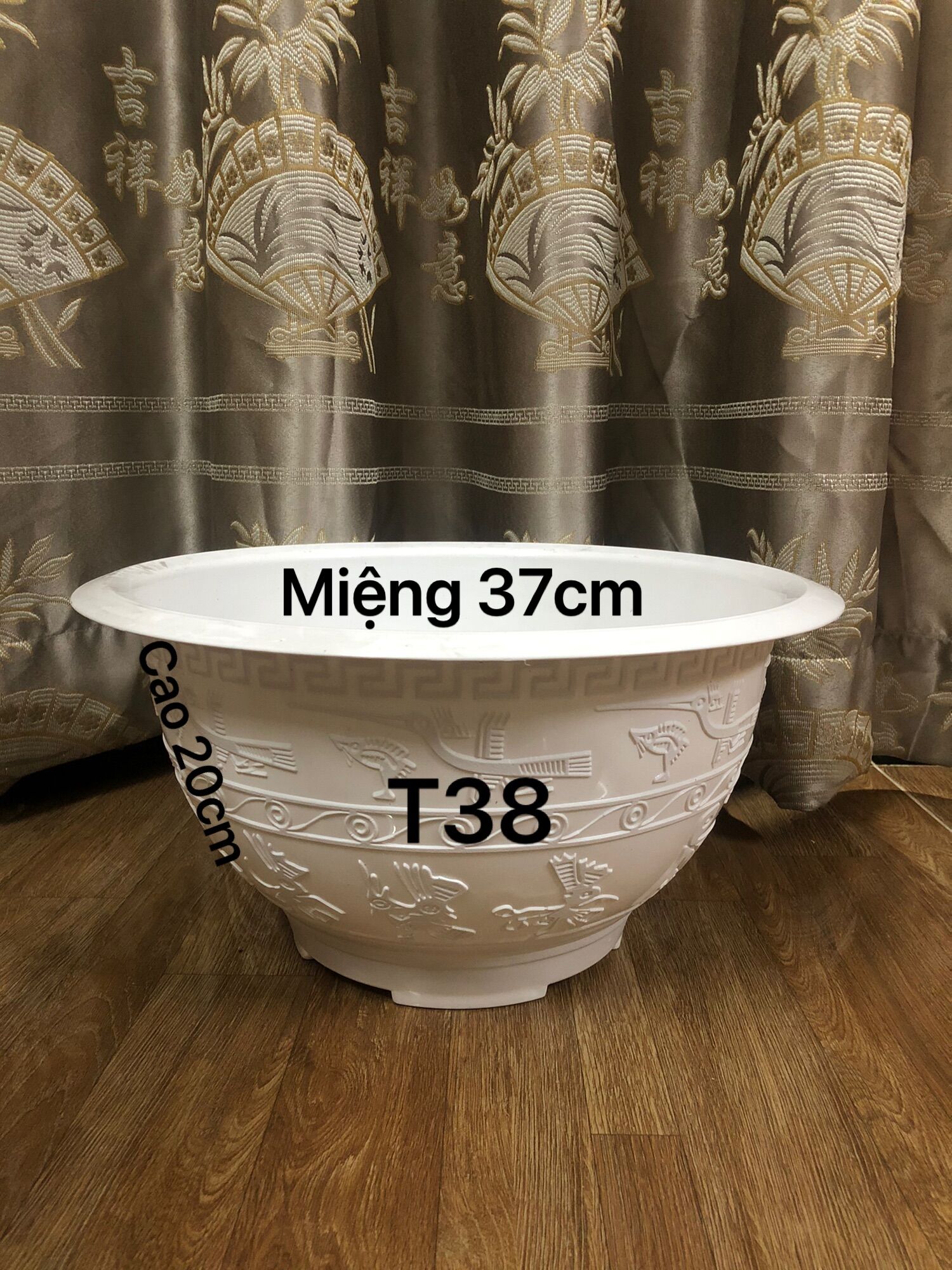 Chau nhựa trồng cây 5 cái T38 màu trắng loại dày dặn