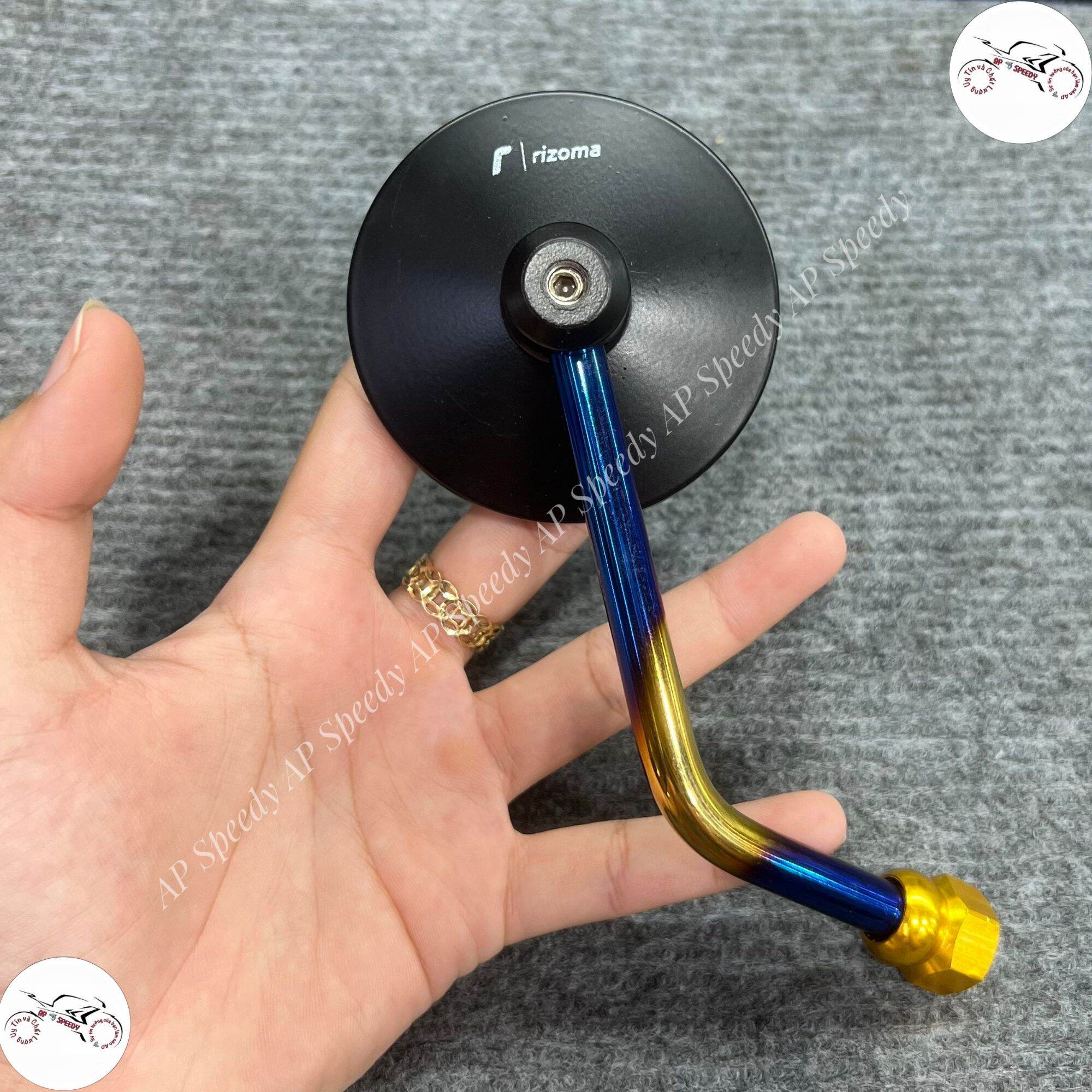 Kính chiếu hậu kiểu tròn nhỏ chân titan